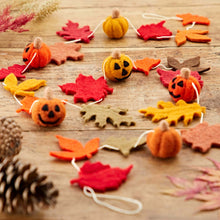 Load image into Gallery viewer, Felt Autumn Leaf and Pumpkin Fairtrade Eco Garland