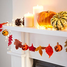 Load image into Gallery viewer, Felt Autumn Leaf and Pumpkin Fairtrade Eco Garland