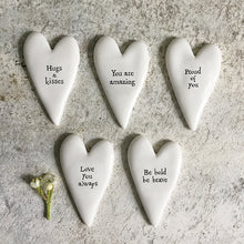 Load image into Gallery viewer, East of India Tiny Porcelain Heart Sentiment Token