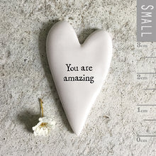 Load image into Gallery viewer, East of India Tiny Porcelain Heart Sentiment Token
