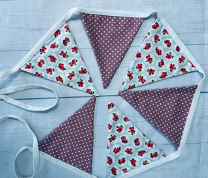 Handmade Vintage Style Cotton Floral Polka Dot Bunting