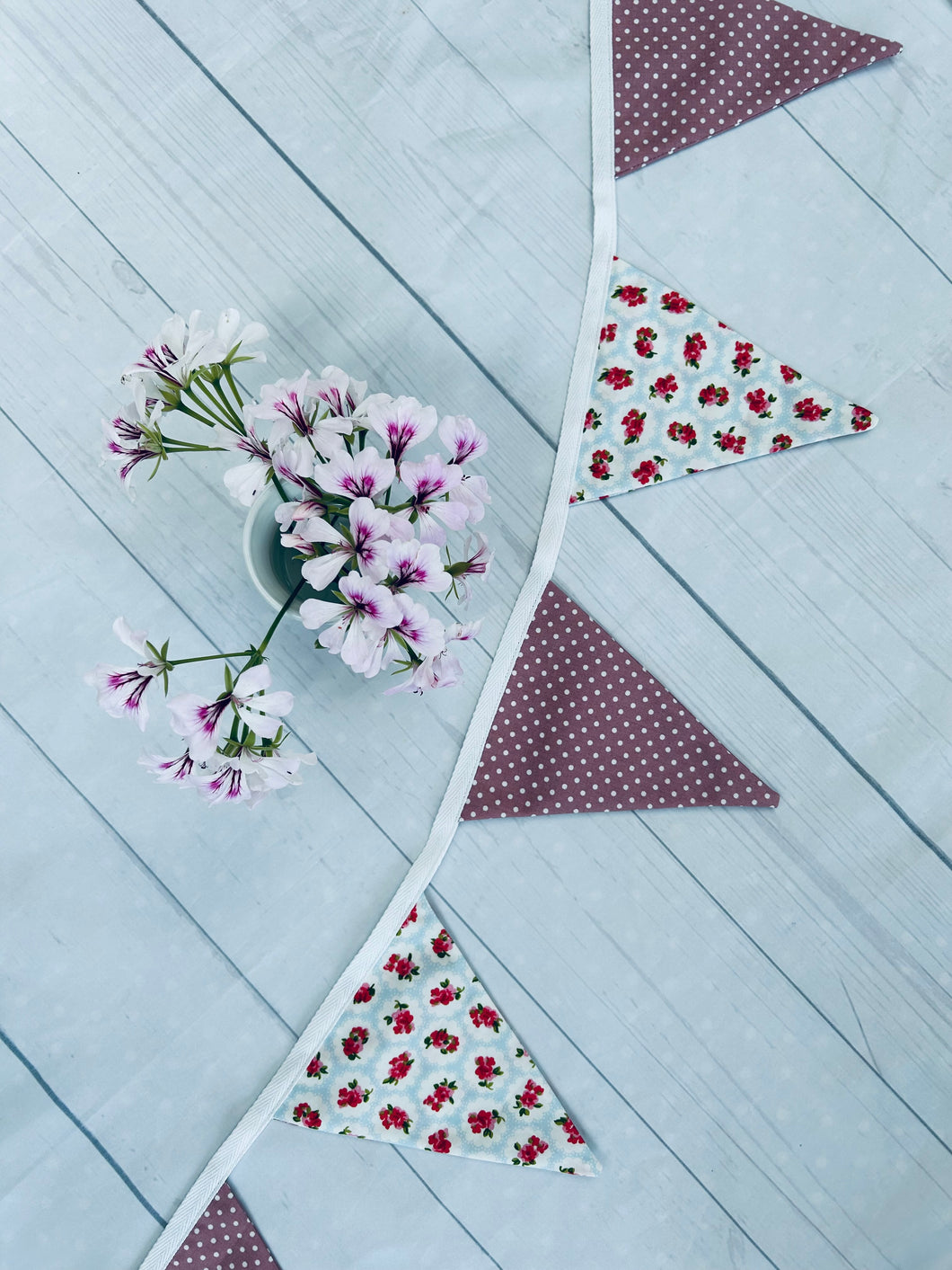 Handmade Vintage Style Cotton Floral Polka Dot Bunting
