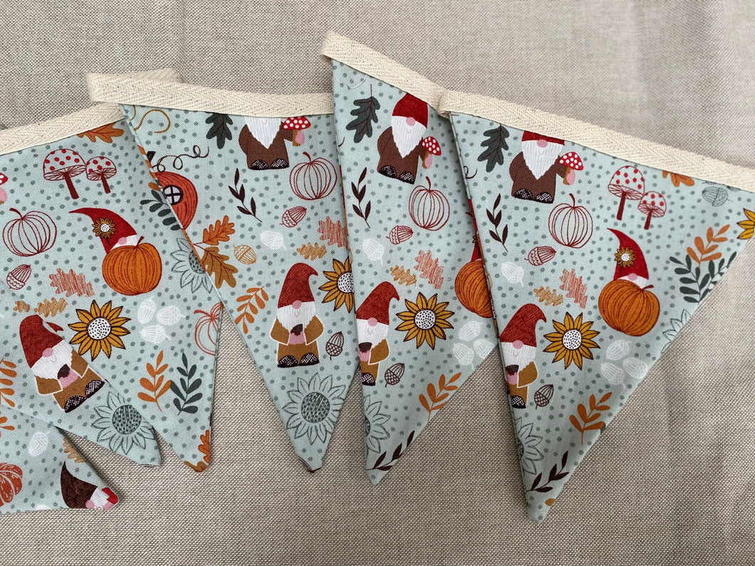 Autumn Pumpkin Handmade Fabric Bunting Turquoise