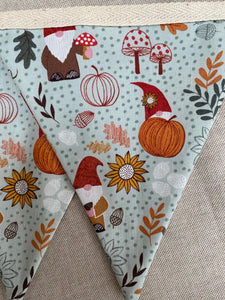 Autumn Pumpkin Handmade Fabric Bunting Turquoise