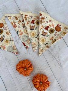 Autumn Pumpkin Handmade Fabric Bunting Cream