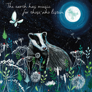 Eco Friendly Card Co Recycled Greetings Cards - Badger 'The earth has music ...! Kate Andrews