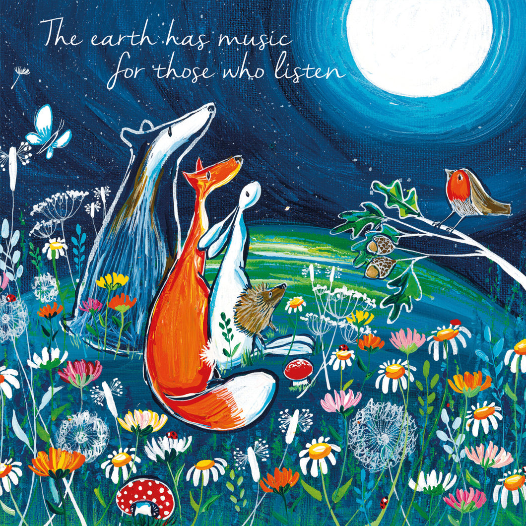 Eco Friendly Card Co Recycled Greetings Card- 'The earth has music for those who listen' Kate Andrew