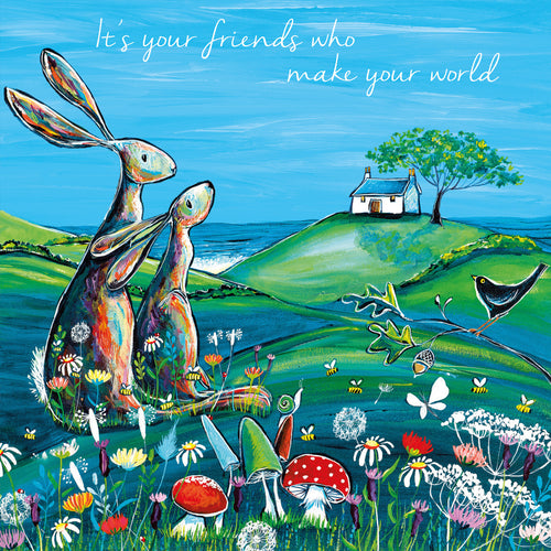 Eco Friendly Card Co Recycled Card - It's your friends who make your world Blank inside Kate Andrews