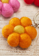 Load image into Gallery viewer, Handmade Felt Pom Pom Flower Keyring Eco Fairtrade