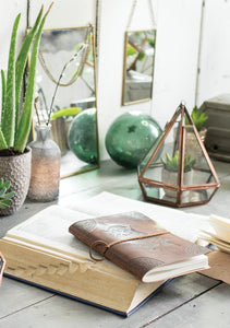 Recycled metal and glass Hexagonal Terrarium/Candle Holder