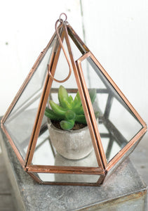 Recycled metal and glass Hexagonal Terrarium/Candle Holder