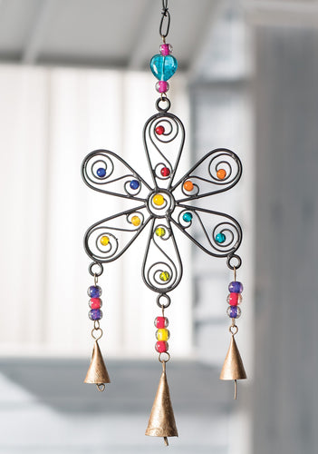 Recycled Iron Flower Windchime Fairtrade