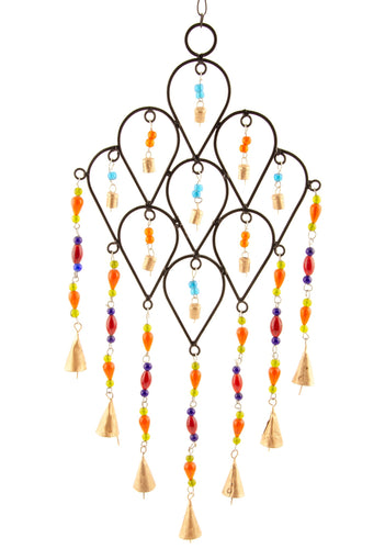 Black Windchime with Multi Coloured Beads Eco Fairtrade Windchime