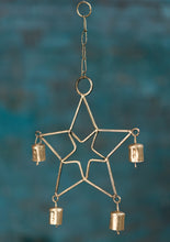 Load image into Gallery viewer, Recycled Iron Gold Hanging Star Decoration Fairtrade
