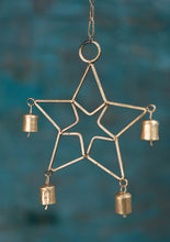 Load image into Gallery viewer, Recycled Iron Gold Hanging Star Decoration Fairtrade