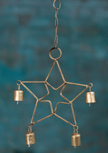 Load image into Gallery viewer, Recycled Iron Gold Hanging Star Decoration Fairtrade