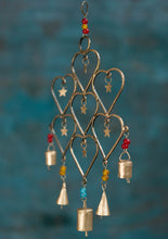 Load image into Gallery viewer, Iron Heart Good Windchime with Hearts and Beads Eco Fairtrade Recycled