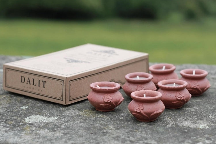 Box of 6 Dalit Candles with Rose Detail | Original Scent – Megah