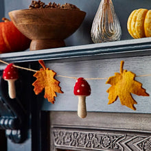 Load image into Gallery viewer, Felt Autumn Leaf and Mushroom Fairtrade Eco Garland