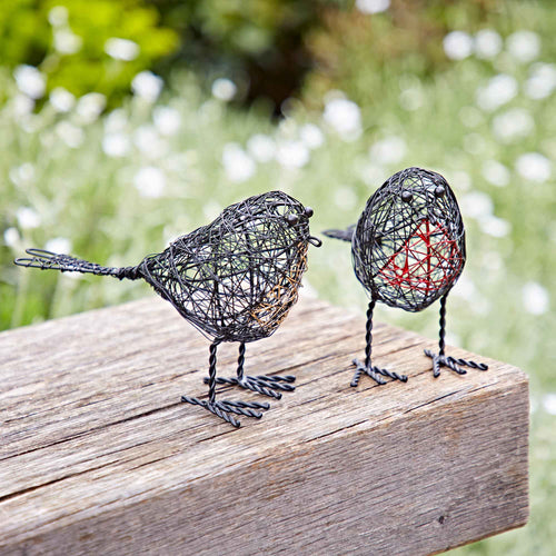 Set of Two Handmade Wire Robin Decorations Fairtrade