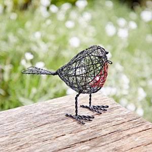 Set of Two Handmade Wire Robin Decorations Fairtrade