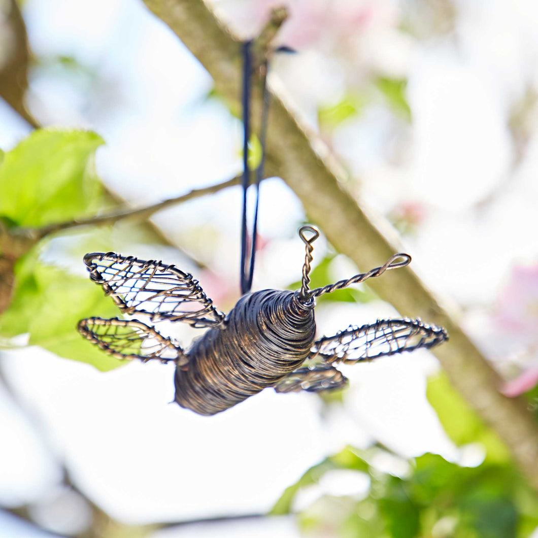 Hanging Garden Wire Bee Decoration Fairtrade