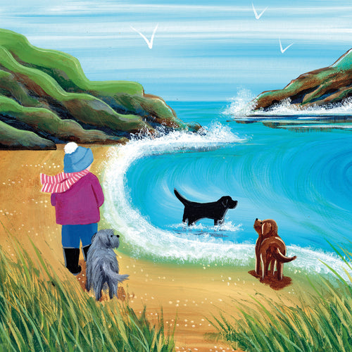 Recycled Greetings Cards - 'Windy Walkies', Blank Inside