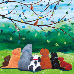Recycled Greetings Cards - 'Telling Tales', Dog Card Blank inside