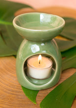 Load image into Gallery viewer, Fairtrade Ceramic Oil Burner White Green