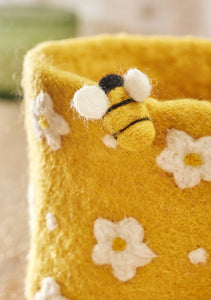 Handmade Felt Bee and Daisy Flower Planter Eco Fairtrade