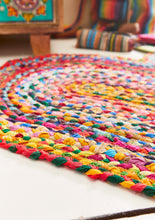 Load image into Gallery viewer, Recycled Cotton Braided Heart Shape Rug Fairtrade