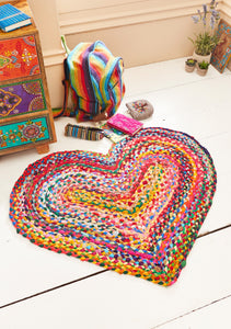 Recycled Cotton Braided Heart Shape Rug Fairtrade