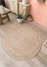 Load image into Gallery viewer, Large Round Natural Braided Rug, Jute &amp; Cotton 120cm