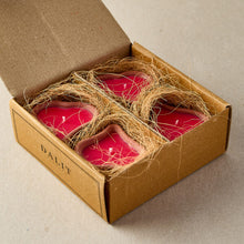 Load image into Gallery viewer, Box of Four Heart Shape Priya Dalit Goods Co Candles Rose Scent