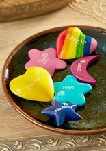 Load image into Gallery viewer, Bee Happy Yellow Soapstone Sentiment Pebble Fairtrade