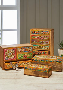 Hand Painted Decorative 6 Drawer Wooden Chest