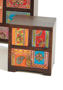 Hand Painted Decorative Three Drawer Mango Wood Chest