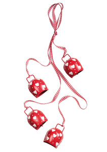 Recycled Iron Red and White Cow Bell Decoration