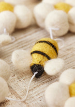 Load image into Gallery viewer, Handmade Felt Pom Pom Bee and Daisy Flower Garland Eco Fairtrade
