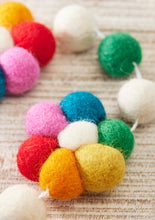 Load image into Gallery viewer, Handmade Felt Pom Pom Rainbow Flower Garland Eco Fairtrade