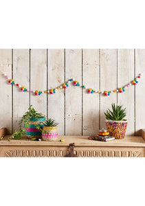 Handmade Felt Pom Pom Rainbow Flower Garland Eco Fairtrade