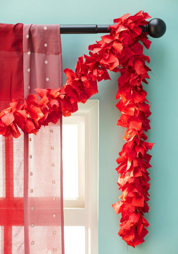 Recycled Sari Red Tinsel/Garland 200cm