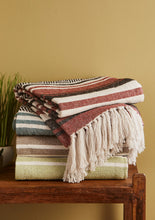 Load image into Gallery viewer, Janya Recycled Stripe Heavy Cotton Throw Fairtrade 125cm x 150cm