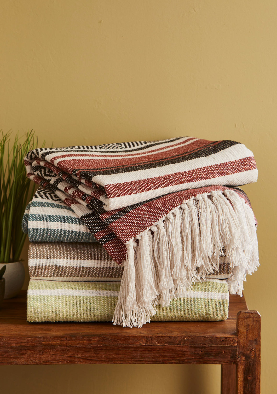 Janya Recycled Stripe Heavy Cotton Throw Fairtrade 125cm x 150cm