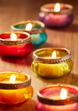 Load image into Gallery viewer, Recycled Glass and Iron Ornate Tea Light Holder Fairtrade