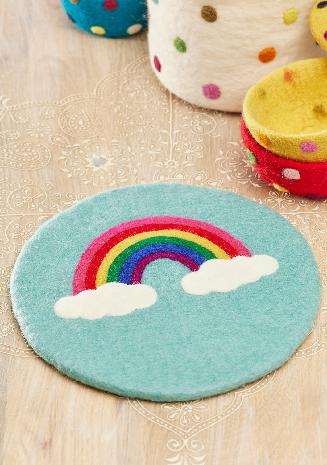 Handmade Felt Rainbow Eco Trivet Placemat