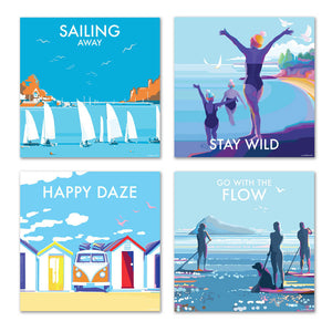 Eco Friendly Card Company 8 Pack Recycled 'Go with The Flow' Becky Bettesworth