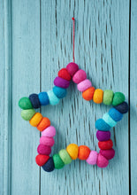 Load image into Gallery viewer, Chunky Rainbow Large Felt Pom Pom Star Hanging Decoration