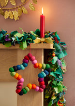 Load image into Gallery viewer, Chunky Rainbow Large Felt Pom Pom Star Hanging Decoration