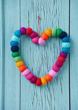 Load image into Gallery viewer, Chunky Rainbow Large Felt Pom Pom Heart Hanging Decoration